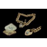 Victorian Period Superior Quality 9ct Gold Curb Bracelet - Snakeskin Design with Safety Chain and