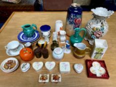 Box of Collectible Porcelain & Pottery, comprising vases, jugs, celery holder, lidded jam pot,