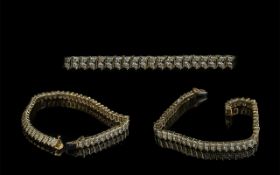 9ct Yellow Gold Attractive Diamond Set Line Bracelet with full hallmark for 9.
