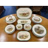 Spode 'The Hunt' Dinner Service, including 9 x 5" bowls, 6 x 9" soup bowls, 5 x 6" bowls,