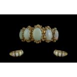Ladies Attractive 9ct Gold Five Stone Opal Set Ring,