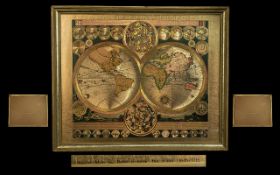Large and Detailed Gold Plated Map of the World.