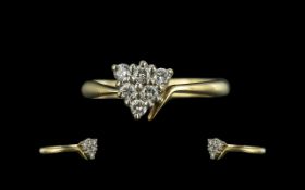 18ct Gold - Attractive Contemporary Diamond Set Dress Ring. Marked 750 - 18ct to Shank.