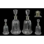 German - 1930's Pair of Fine Quality Silver Collared Moulded Glass Decanters of Wonderful