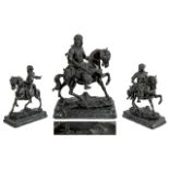 Bronze Figure of a Horse and Arab Rider, after Anton Louis Barye,