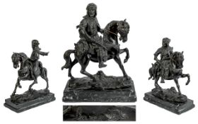 Bronze Figure of a Horse and Arab Rider, after Anton Louis Barye,