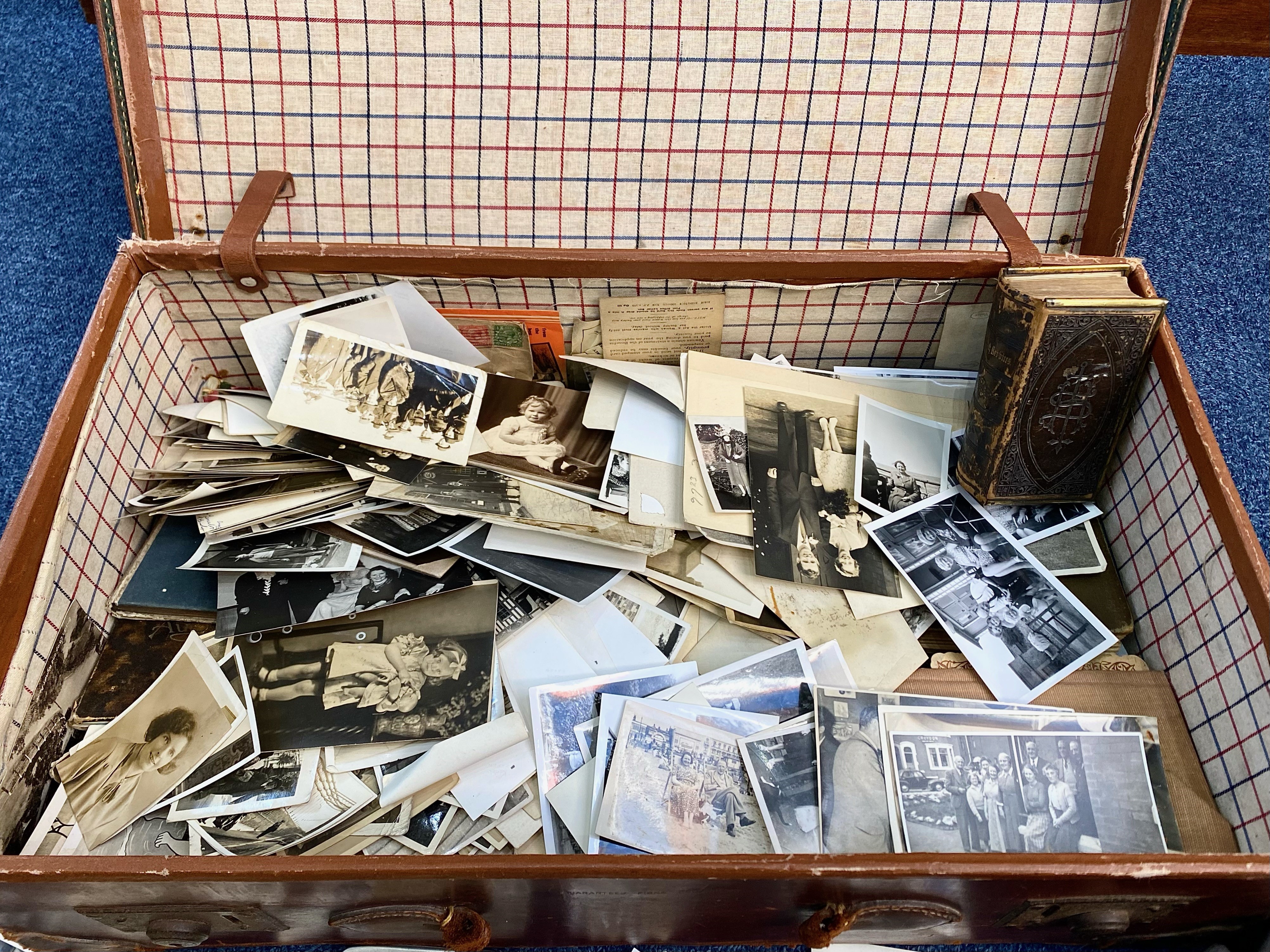 Suitcase Full of Ephemera, including postcards, photographs, vintage book Humours of History, - Image 4 of 4