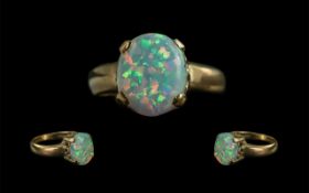 Ladies Attractive 9ct Gold Single Stone Opal Set Ring, marked 9.