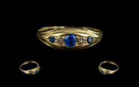 Antique Period Attractive 18ct Gold Sapphire and Diamond Set Ring.