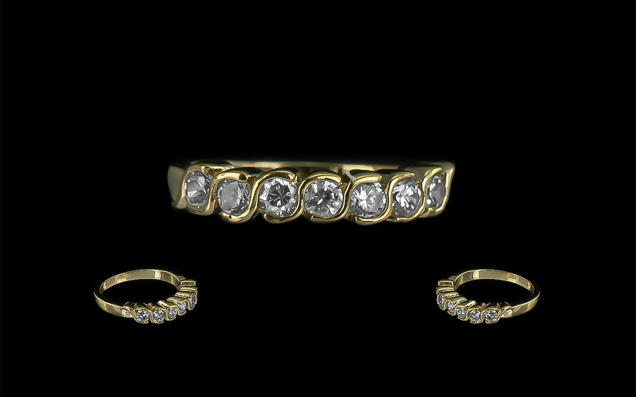 18ct Yellow Gold Attractive Seven Stone Diamond Set Ring,