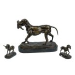 Bronze Figure of a Pointer Dog With Pheasant In Mouth.