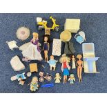 A Collection of Barbie & Sindy Related Figures and Accessories, including a scooter, bureau,