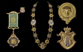 Masonic Interest. Large Impressive Necklace with Lots of Buffalo Medallions.