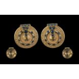 Pair 18ct Sapphire & Diamond Brooches,