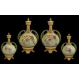 Ernst Wahliss Turn Vienna Superb Pair of Hand Painted Lidded Twin Handled Reticulated Globular