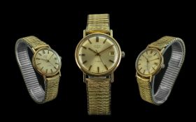 Rotary - Gents 21 Jewels Mechanical Wind Automatic 9ct Gold Cased Wrist Watch.