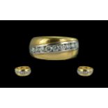 Superb 18ct Gold Solid Shank Nine Stone Diamond Set Ring,