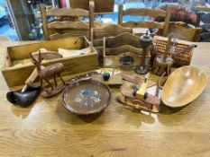 Quantity of Wooden Items, including mid-Century Aarika Finland toy, large Coca-Cola wooden tray,