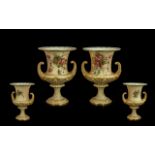 Royal Worcester Fine Quality Pair of Hand Painted Blush Ivory Campagna Twin Handled Vases decorated