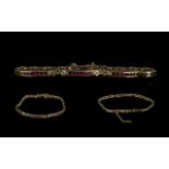 18ct Gold Attractive Good Quality Ruby Set Bracelet with Diamond Set Spacers. Marked 750 - 18ct.