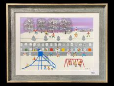 In The Park In The Snow - Acrylic on Acid free Paper Painting by Gordon Baker.