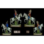 Capodimonte Signed 'Tiche' Tosca - Superior Quality Pair of Handpainted Porcelain Military Figures