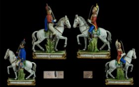Capodimonte Signed 'Tiche' Tosca - Superior Quality Pair of Handpainted Porcelain Military Figures