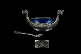 Solid Silver Viking Boat and Spoon.