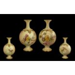 Royal Worcester Fine Quality Matched Pair of Hand Painted Blush Ivory Globular Shaped Vases