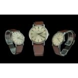 Omega - Gents Slim-line 1950's Stainless Steel Mechanical Wrist Watch with Excellent Supple Brown