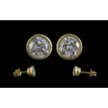 18ct Gold Pair of Well Matched Diamond Stud Earrings, Pave Set. Marked 18ct.