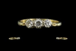 18ct Gold Ladies 3 Stone Diamond Set Ring. Marked with Full Hallmark to Shank for 750 - 18ct.