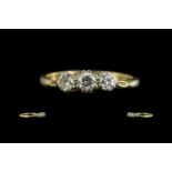 18ct Gold Ladies 3 Stone Diamond Set Ring. Marked with Full Hallmark to Shank for 750 - 18ct.