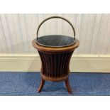 Edwardian Inlaid Mahogany Jardiniere, circular tapering form, raised on short square splayed legs,