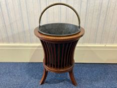 Edwardian Inlaid Mahogany Jardiniere, circular tapering form, raised on short square splayed legs,