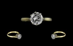 18ct Gold Single Stone Diamond Set Ring,excellent full hallmark to shank, the round,
