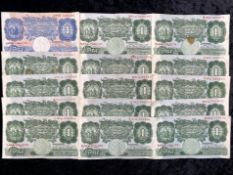 Collection of British Bank Notes, to include 14 £1 Notes Bank of England, P S Beale 1949-55,