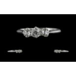 Antique Period Platinum 3 Stone Diamond Set Ring. Marked Platinum to Shank.