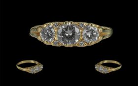 18ct Gold Superb Quality Three Stone Diamond Set Dress Ring,