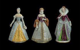Three Antique Sitzendorf Porcelain Figures To Include Catherine de Medici, Femme de Henri II,