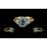 18ct Gold - Ladies Attractive Sapphire and Diamond Set Dress Ring.