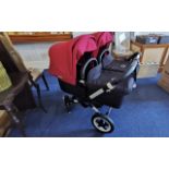 Bugaboo Donkey 2 Twin Pram, double with side baskets, converts to single.