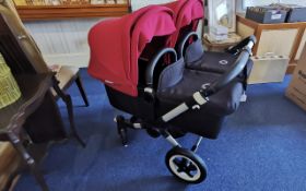 Bugaboo Donkey 2 Twin Pram, double with side baskets, converts to single.