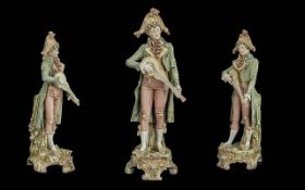 Royal Dux Bohemia Late 19th Century Large and Impressive Hand Painted Porcelain Figure ' Musician '