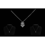 9ct White Gold Diamond Set Princess Pendant & Chain, pendant formed of two joined diamond shapes,