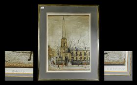L.S Lowry Lithograph, St Luke's Church, London - Signed Lower RIght 379/850, published 1973.