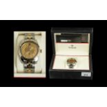 Rolex Tudor Glamour Date Rotor Self-Winding stainless steel and gold gentleman's bracelet watch,