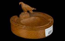 Carved Oak Horseshoe Ashtray From former mouseman craftsman Albert ‘Eagleman’ Jeffray 5 x 5 Inches