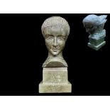 Art Deco Stylish Black Marble Sculptural Figure, raised on a square stepped plinth.