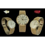 Omega - Automatic 9ct Gold Manual Wind Wrist Watch, Case and Integral Watch Strap. Marked 9.375.